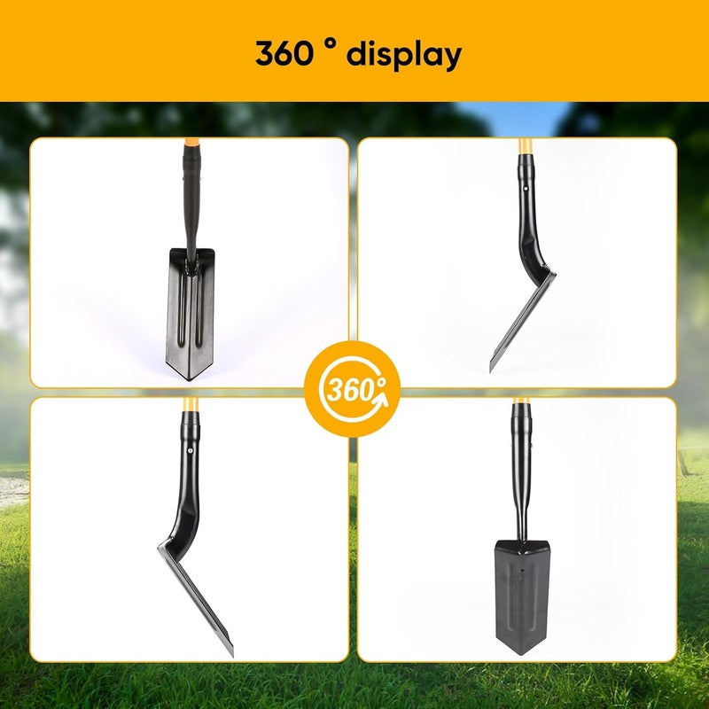 wangyanhao Professional Garden Shovel with Long Orange Handle, Heavy Duty Steel Blade, Ergonomic Design for Digging and Trenching - Image 4